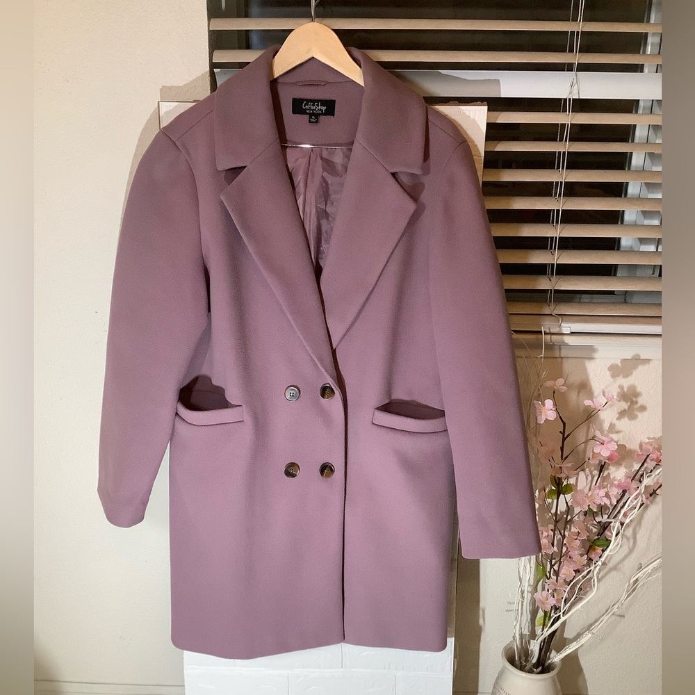 CoffeeShop Mauve Double-Breasted Peacoat - Women's XL - Like New - Picture 4 of 11